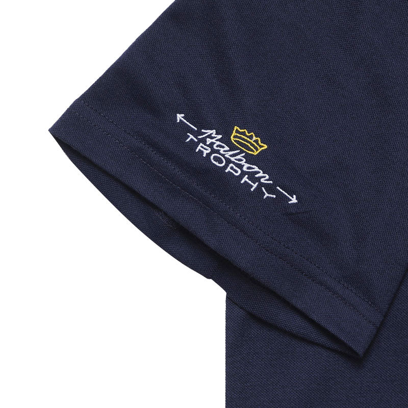 MALBON GOLF Trophy Performance Pique Men's Polo (Navy) - Image 4