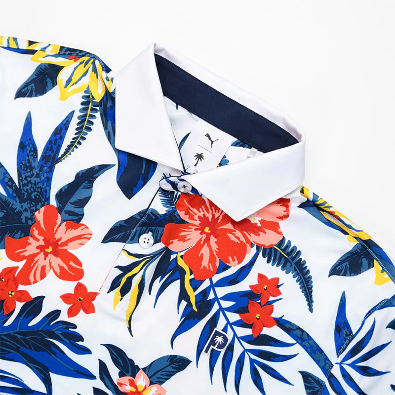 PUMA x PTC Floral Men's Polo (White Glow) - Image 3