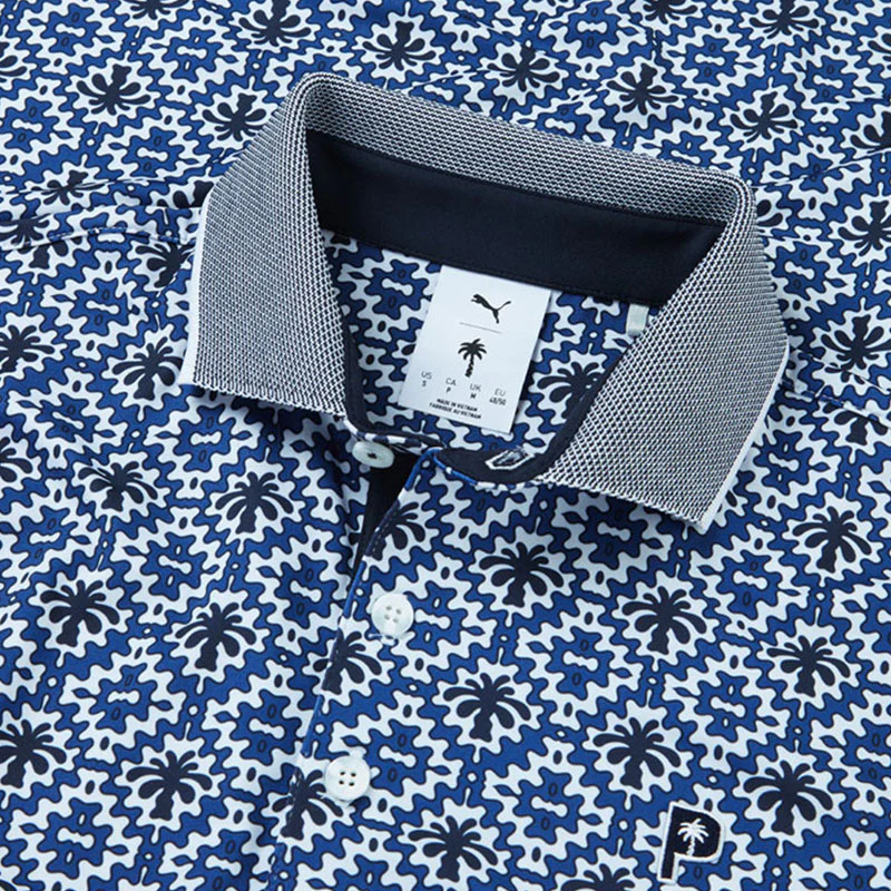 PUMA x PTC Tile Men's Polo (White/Deep Navy) - Image 3