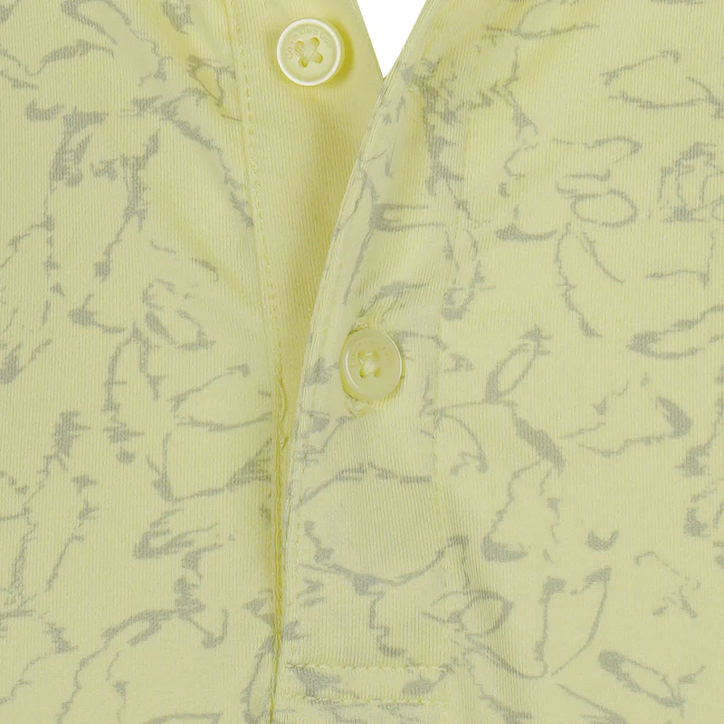 CALVIN KLEIN Abstract Watercolour Printed Men's Polo (Lemon) - Image 3