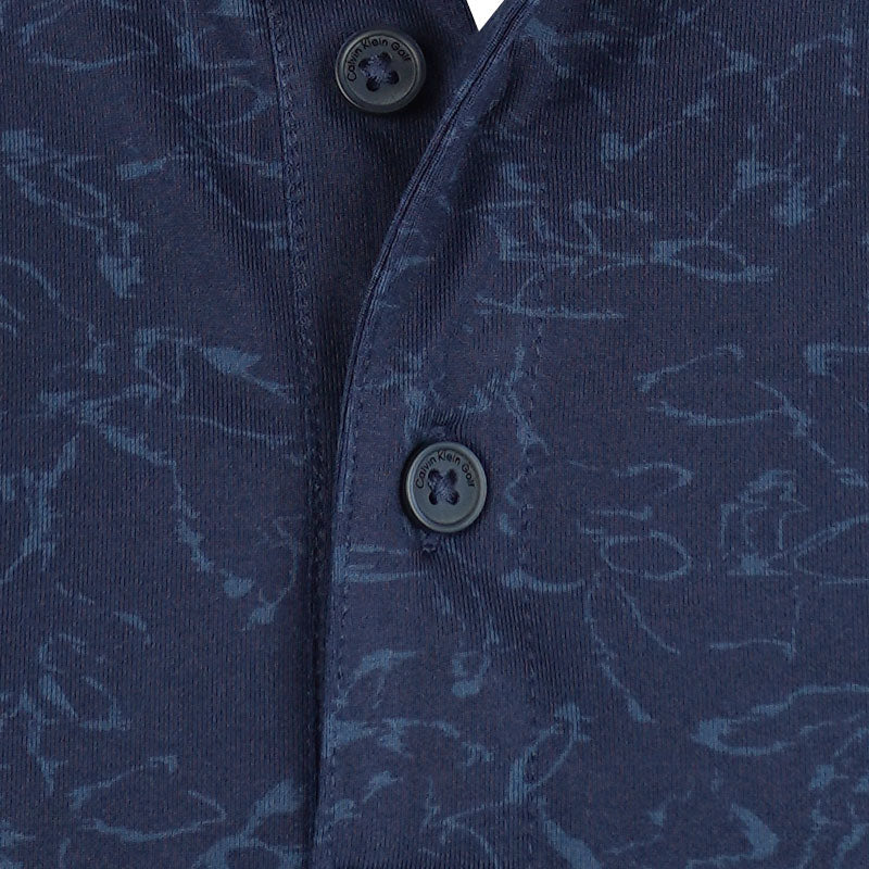 CALVIN KLEIN Abstract Watercolour Printed Men's Polo (Navy) - Image 3