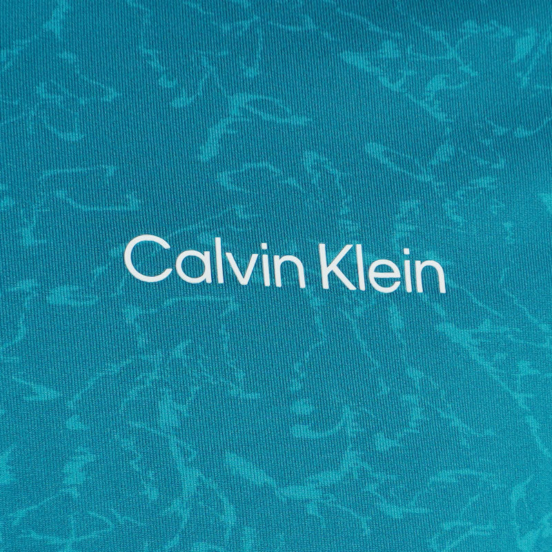 CALVIN KLEIN Abstract Watercolour Printed Men's Polo (Sea Green) - Image 4