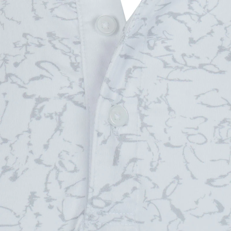 CALVIN KLEIN Abstract Watercolour Printed Men's Polo (White) - Image 3
