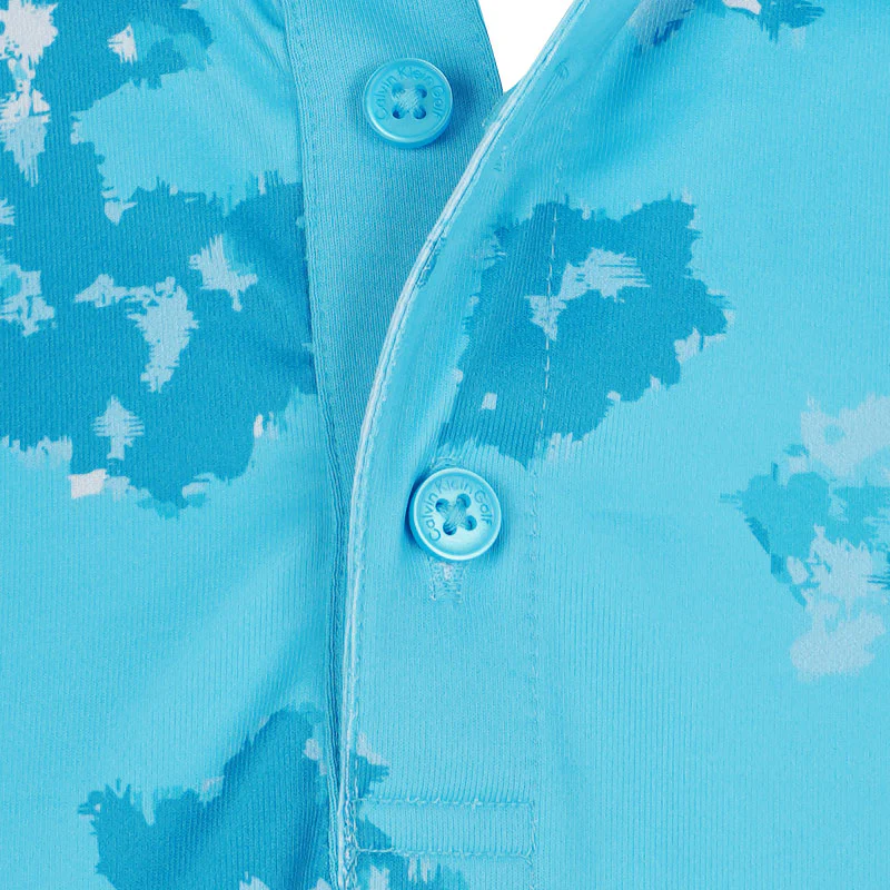CALVIN KLEIN Cyber Floral Printed Men's Polo (Aquarius) - Image 3