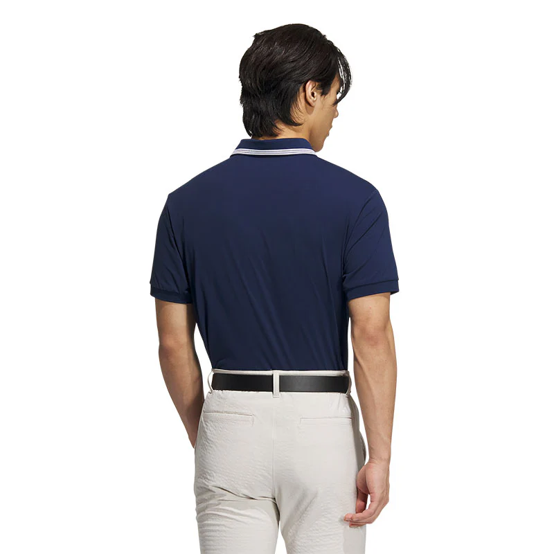 ADIDAS 3-Stripes Ribbed Men's Polo (Navy) - Image 2