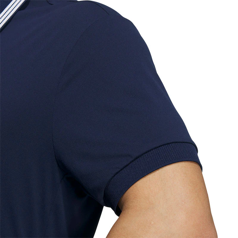ADIDAS 3-Stripes Ribbed Men's Polo (Navy) - Image 4