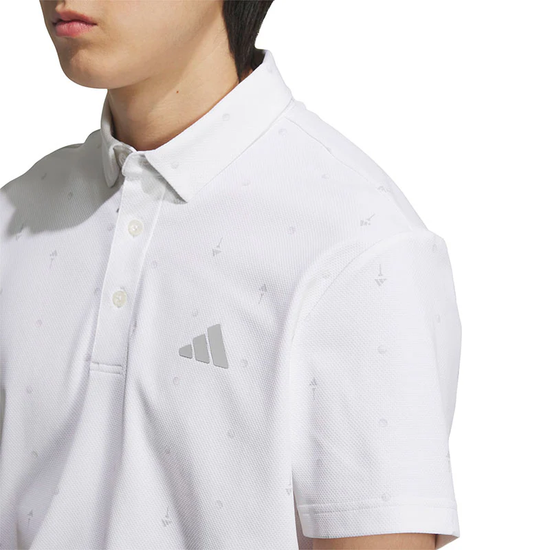 ADIDAS Playgreen Manogram Men's Polo (White) - Image 3