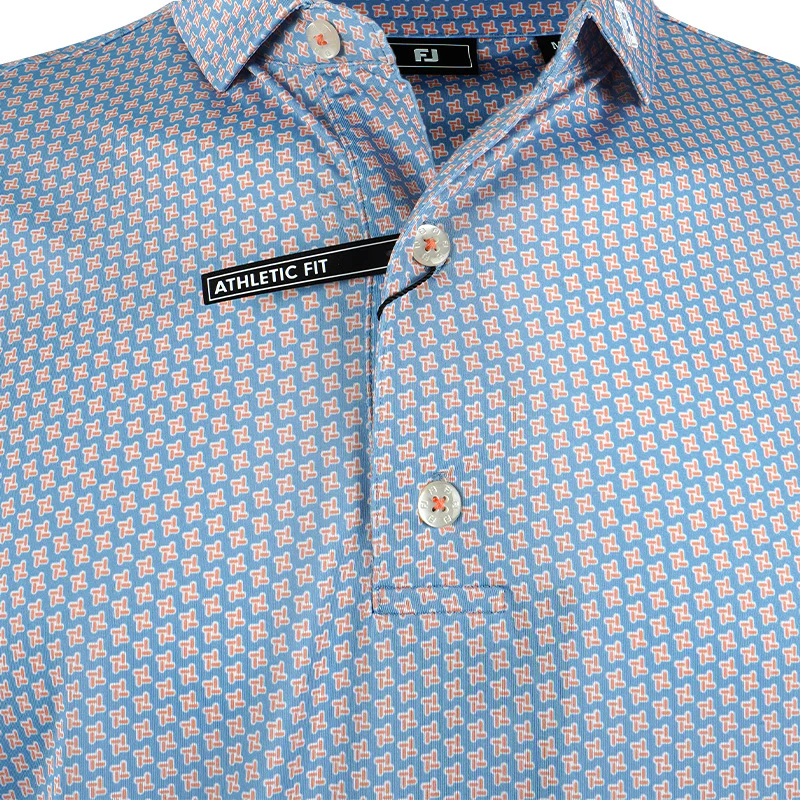 FOOTJOY Houndstooth Geo Lisle Men's Polo (Blue) - Image 3