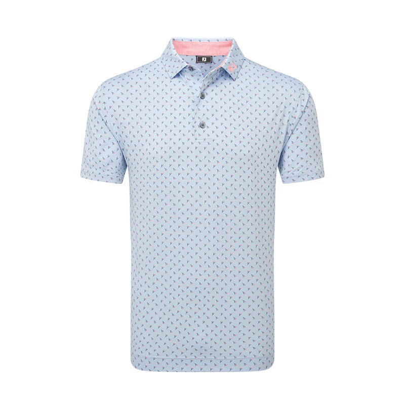 FOOTJOY Flower Bud Foulard Lisle Men's Polo (Light Blue)