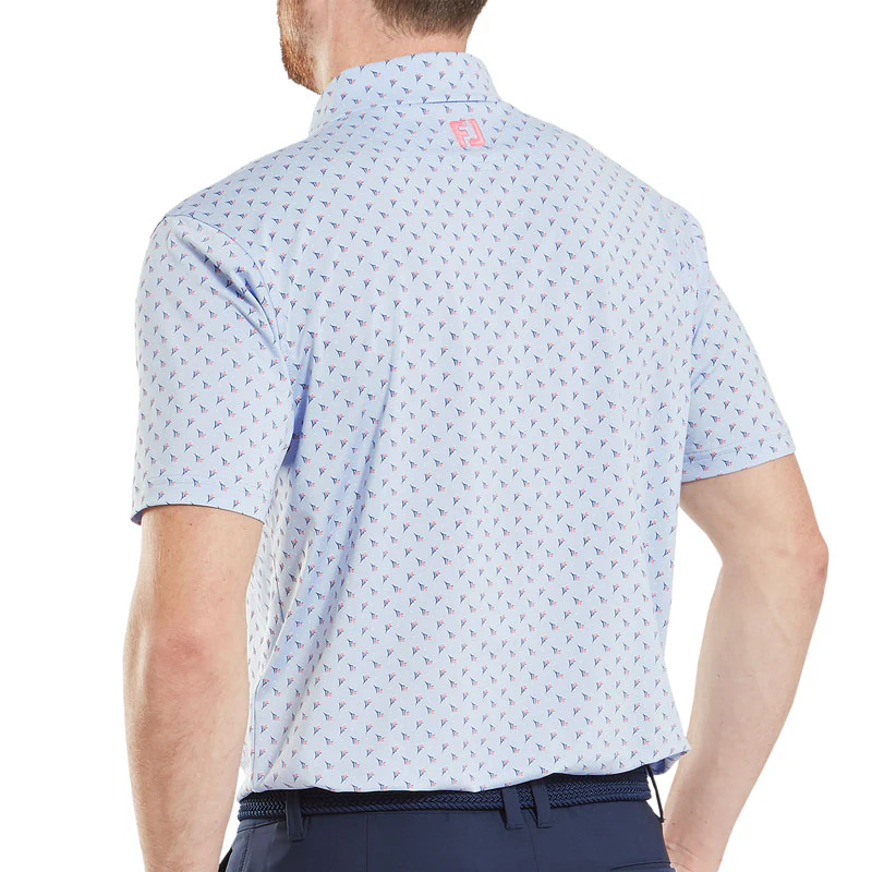 FOOTJOY Flower Bud Foulard Lisle Men's Polo (Light Blue) - Image 4