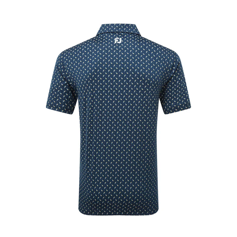 FOOTJOY Flower Bud Foulard Lisle Men's Polo (Navy) - Image 2