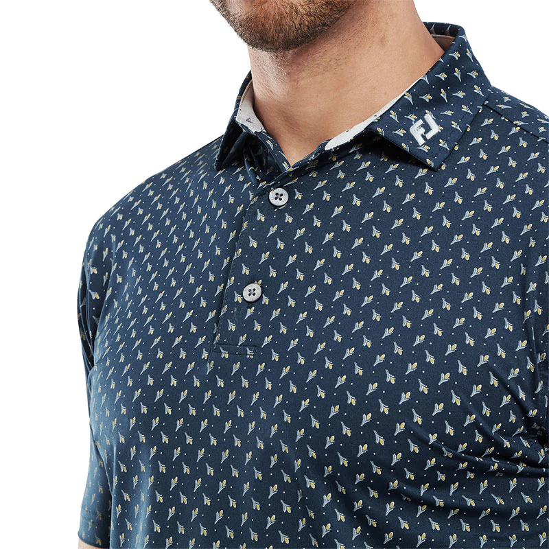 FOOTJOY Flower Bud Foulard Lisle Men's Polo (Navy) - Image 3