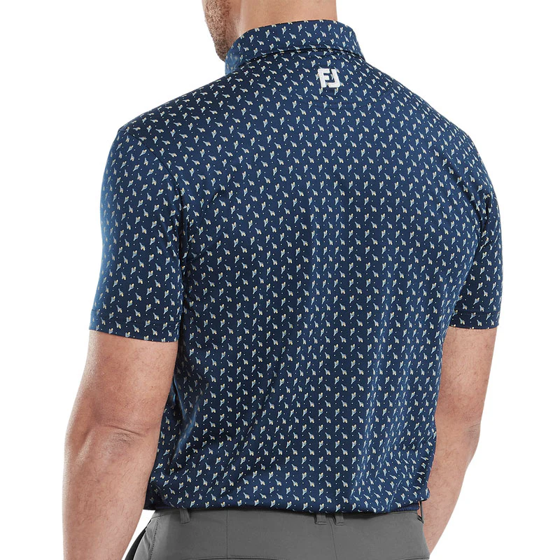 FOOTJOY Flower Bud Foulard Lisle Men's Polo (Navy) - Image 4