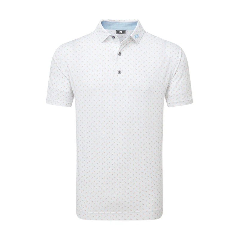 FOOTJOY Flower Bud Foulard Lisle Men's Polo (White)