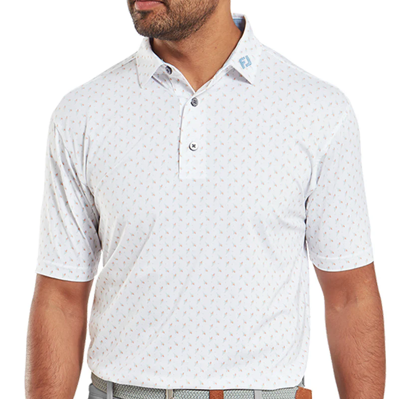 FOOTJOY Flower Bud Foulard Lisle Men's Polo (White) - Image 3