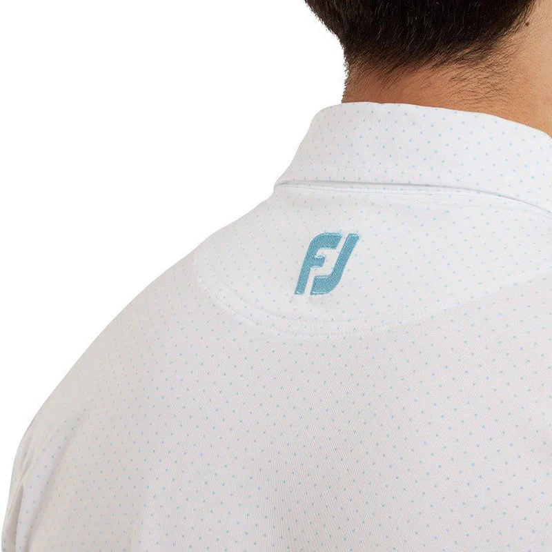 FOOTJOY Stretch Lisle Dot Print Men's Polo (White) - Image 4