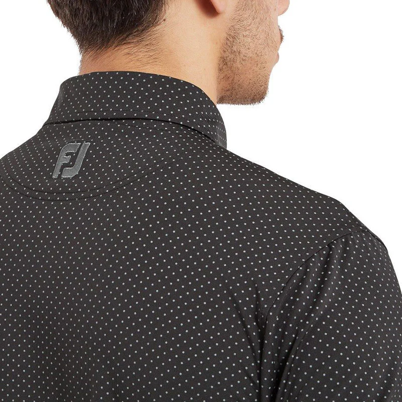 FOOTJOY Stretch Lisle Dot Print Men's Polo (Black) - Image 4