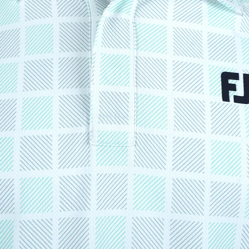 FOOTJOY Japan Checkered Snap Button Men's Polo (White) - Image 3