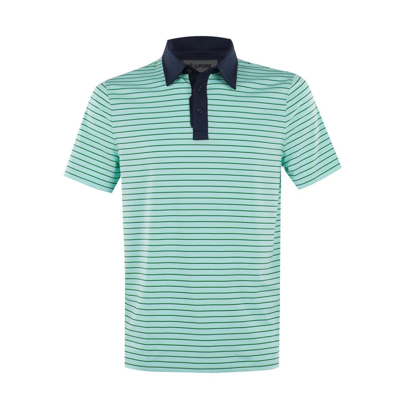 GFORE Feeder Stripe Men's Tech Jersey Polo (Menthol)
