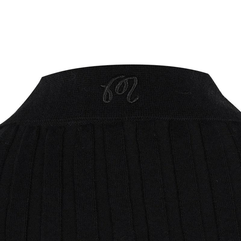 MALBON GOLF Elea Rib Women's Knit Polo (Black) - Image 4