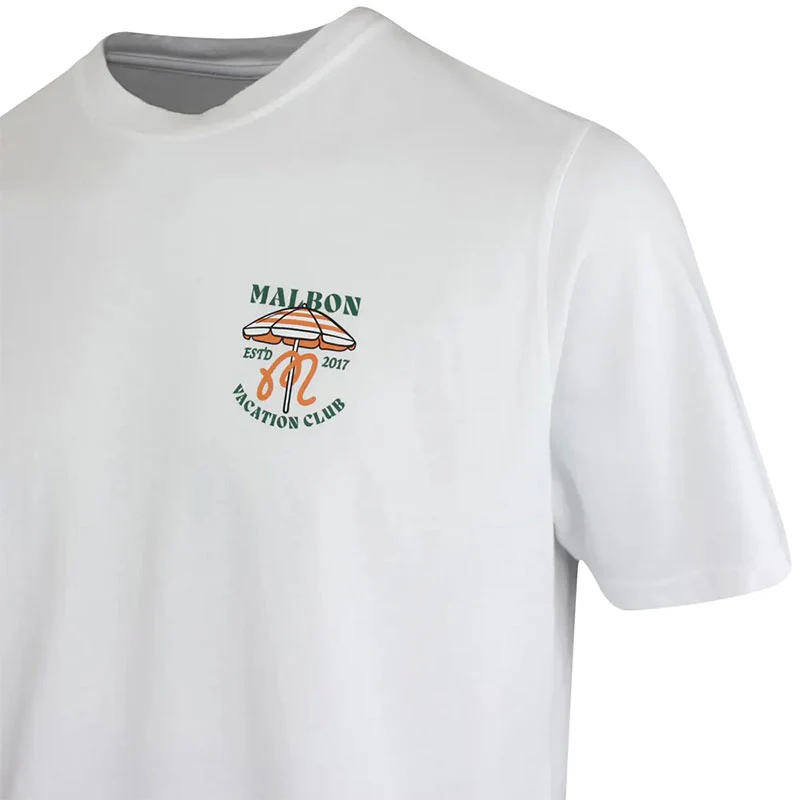 MALBON GOLF Vacation Club Men's T-Shirt (White) - Image 4