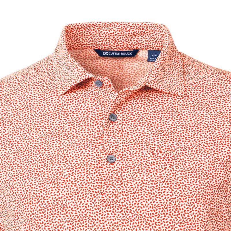 CUTTER & BUCK Virtue Eco Pique Botanical Print Men's Polo (Orange) - Image 3