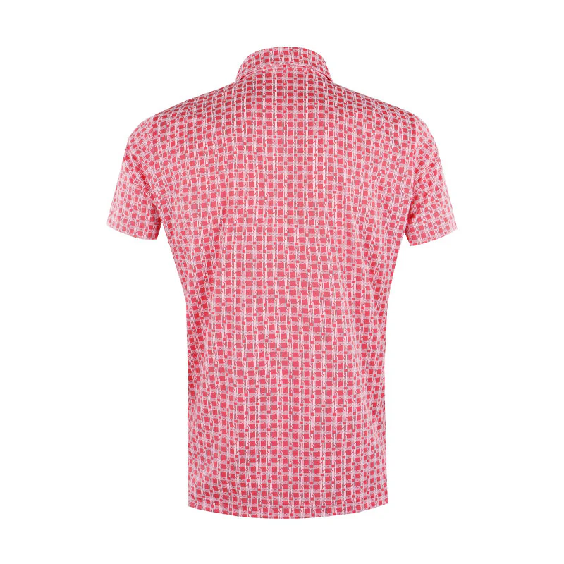 LE COQ SPORTIF GOLF Monogram Jacquard Men's Polo (Pink) - Image 2