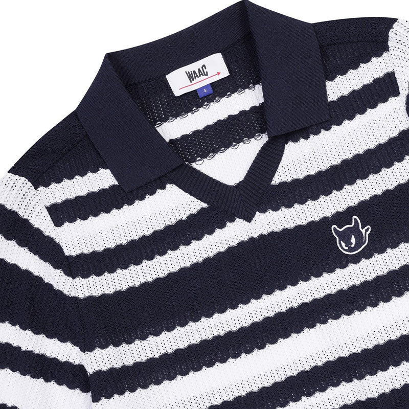 WAAC Multi Stripes Women's Knit Polo (Navy) - Image 3