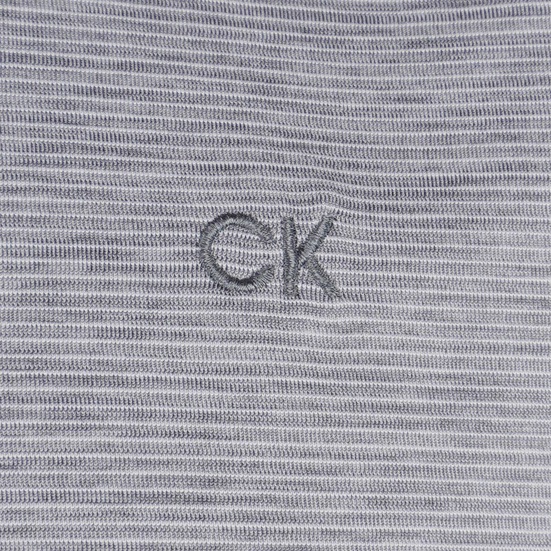 CALVIN KLEIN Hartford Mini Stripe Men's Polo (Silver) - Image 4