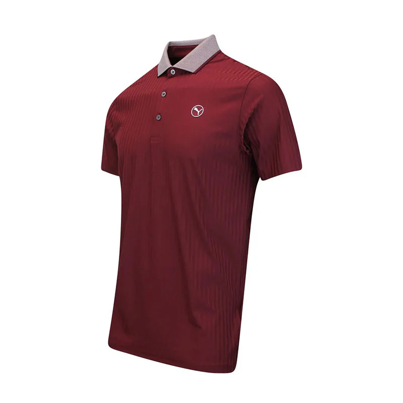 PUMA MATTR Stripe Jacquard Men's Polo (Ruby Shimmer) - Image 3
