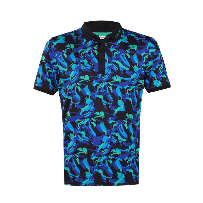 CALVIN KLEIN Brushstroke Print Men's Polo (Blue)