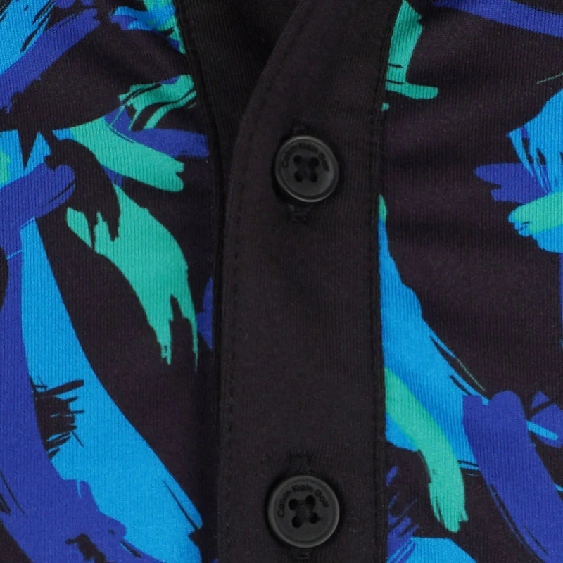 CALVIN KLEIN Brushstroke Print Men's Polo (Blue) - Image 3
