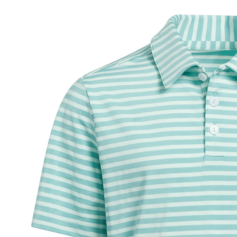 ADIDAS Performance Stripe Boy's Polo (Aqua) - Image 3