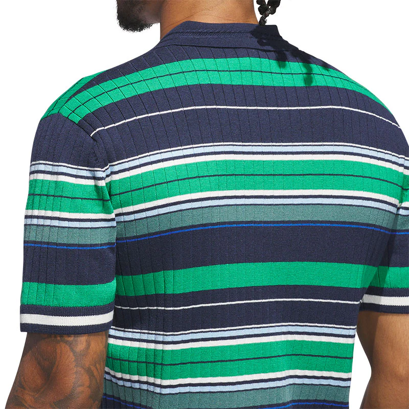 ADIDAS Originals Men's Knit Polo (Blue/Indigo) - Image 4