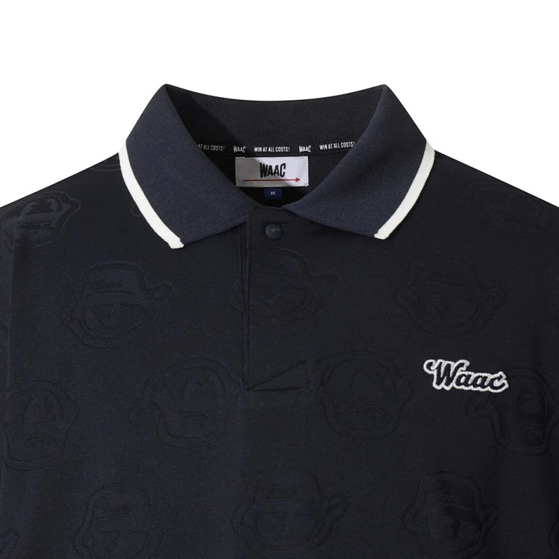 WAAC Men's Jacquard Polo (Dark Navy) - Image 3