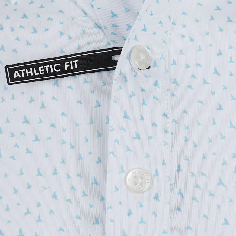 FOOTJOY Bird Print Men's Polo (White/Blue) - Image 3