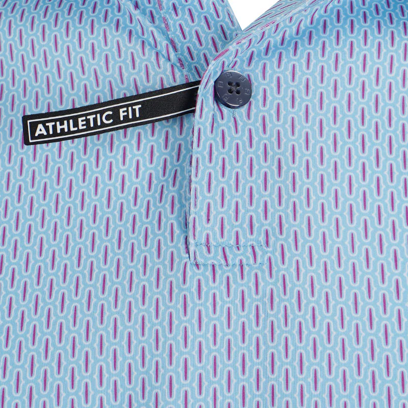 FOOTJOY Bracket Print Lisle Men's Polo (Blue) - Image 3