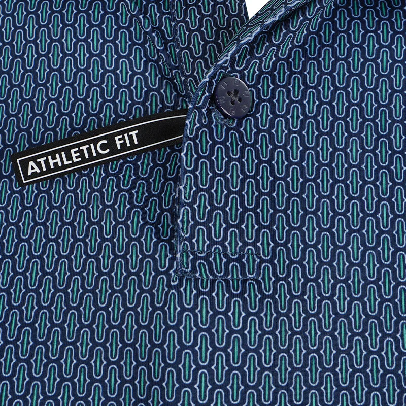 FOOTJOY Bracket Print Lisle Men's Polo (Navy) - Image 3
