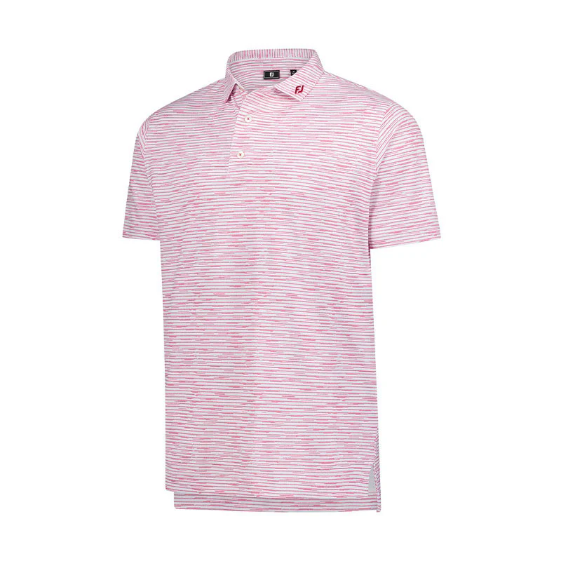 FOOTJOY Broken Stripe Print Men's Pique Polo (Magenta)