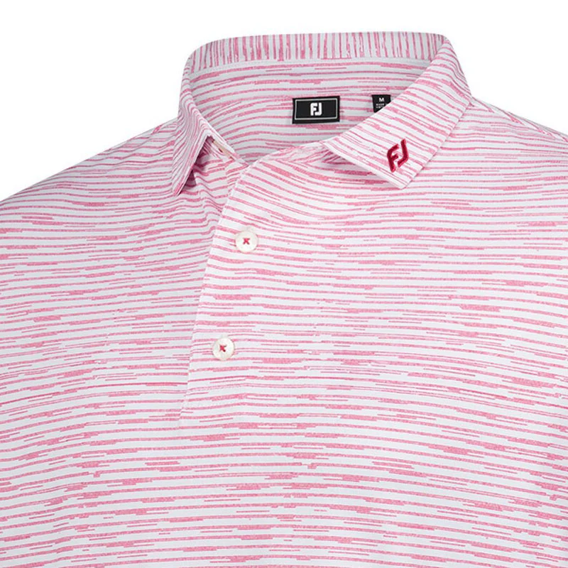 FOOTJOY Broken Stripe Print Men's Pique Polo (Magenta) - Image 3