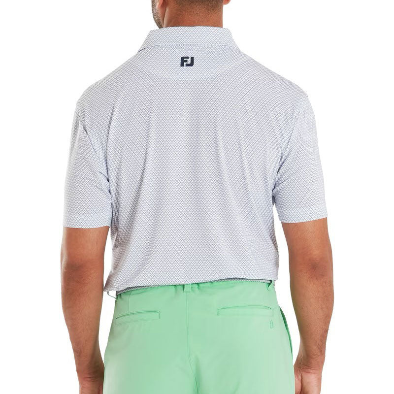 FOOTJOY Deco Diamond Print Lisle Men's Polo (White) - Image 4