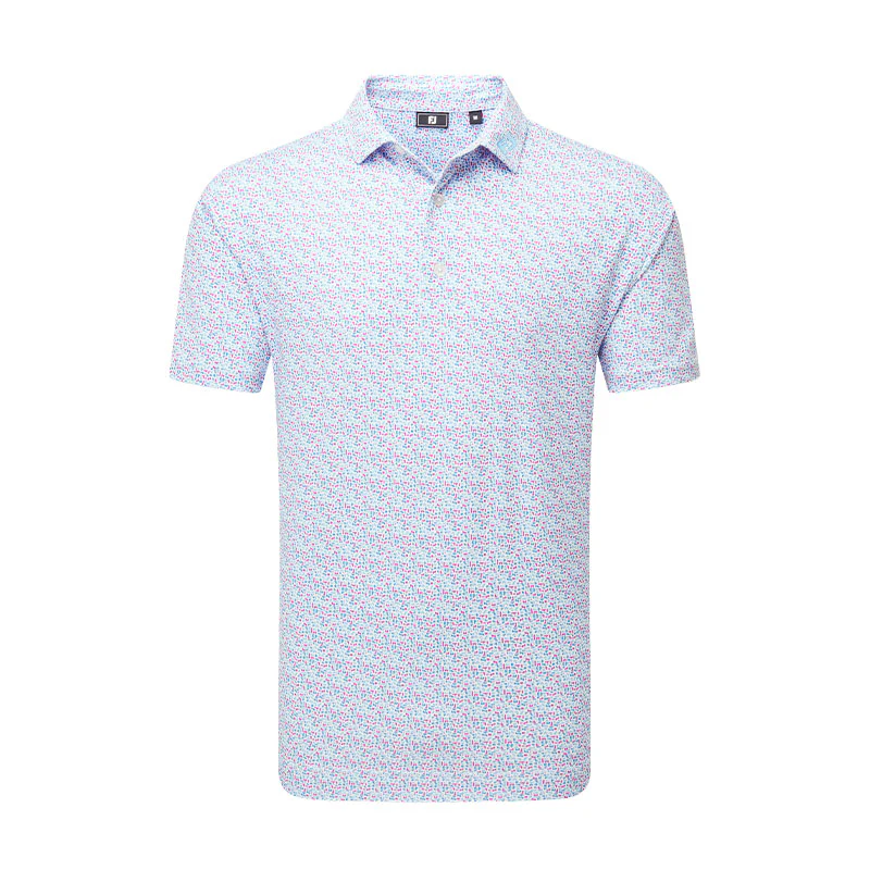 FOOTJOY Gamer Print Men's Pique Polo (White/Blue)