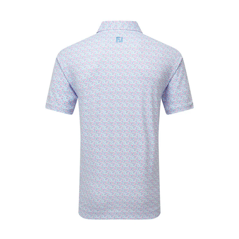 FOOTJOY Gamer Print Men's Pique Polo (White/Blue) - Image 2