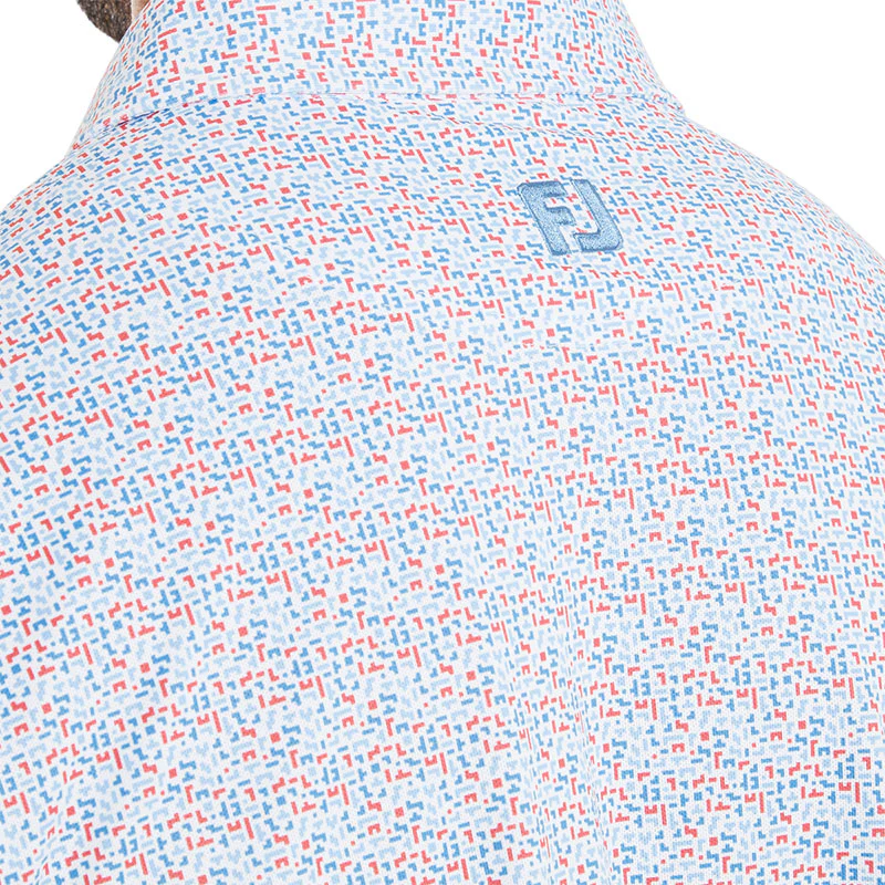 FOOTJOY Gamer Print Men's Pique Polo (White/Blue) - Image 4