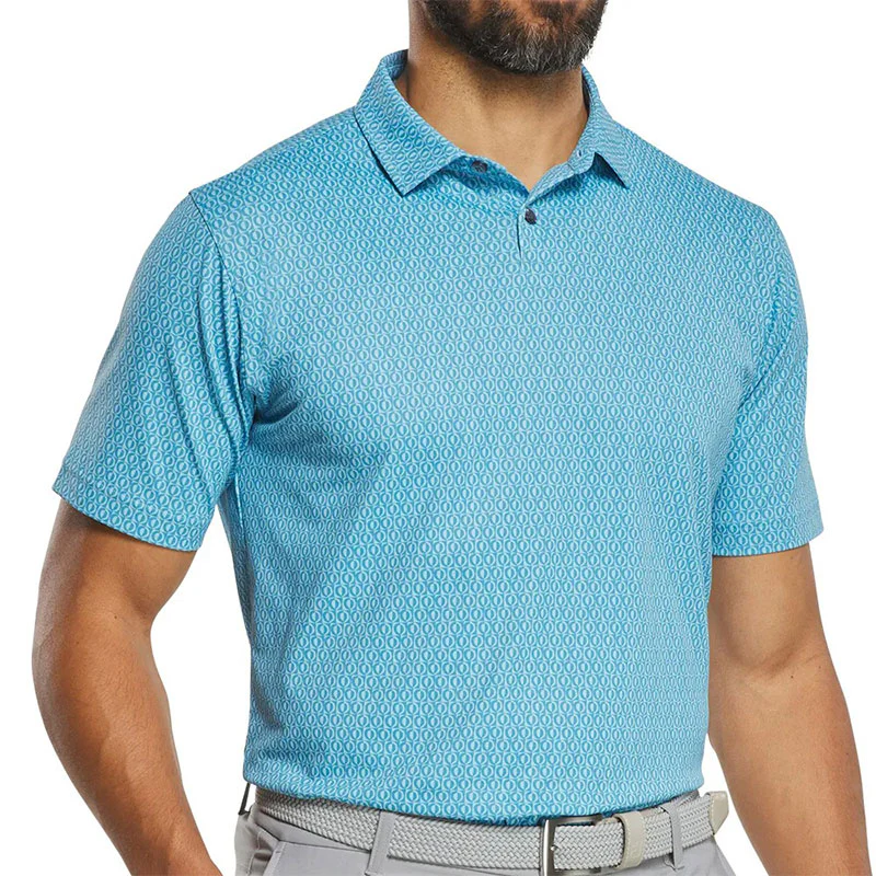 FOOTJOY Modernist Geo Men's Pique Polo (Blue) - Image 3