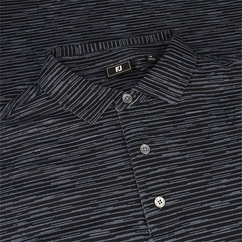 FOOTJOY Broken Stripe Print Men's Pique Polo (Black) - Image 3