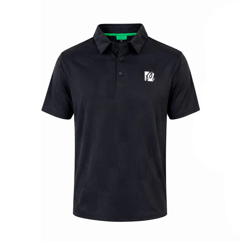 MALBON GOLF Performance Mesh Paneled Men's Polo (Black)