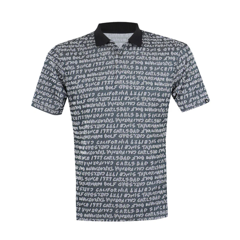 TAYLORMADE Wording Jacquard Men's Polo (Black)