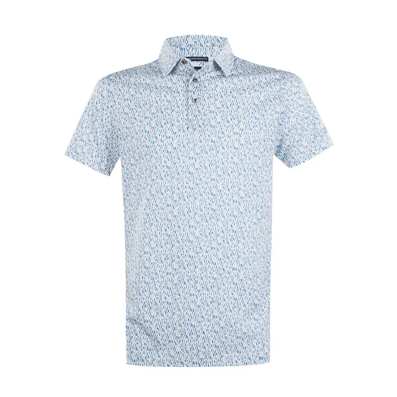 CUTTER & BUCK Mercerized Rectangle Print Men's Polo (Blue/Grey)