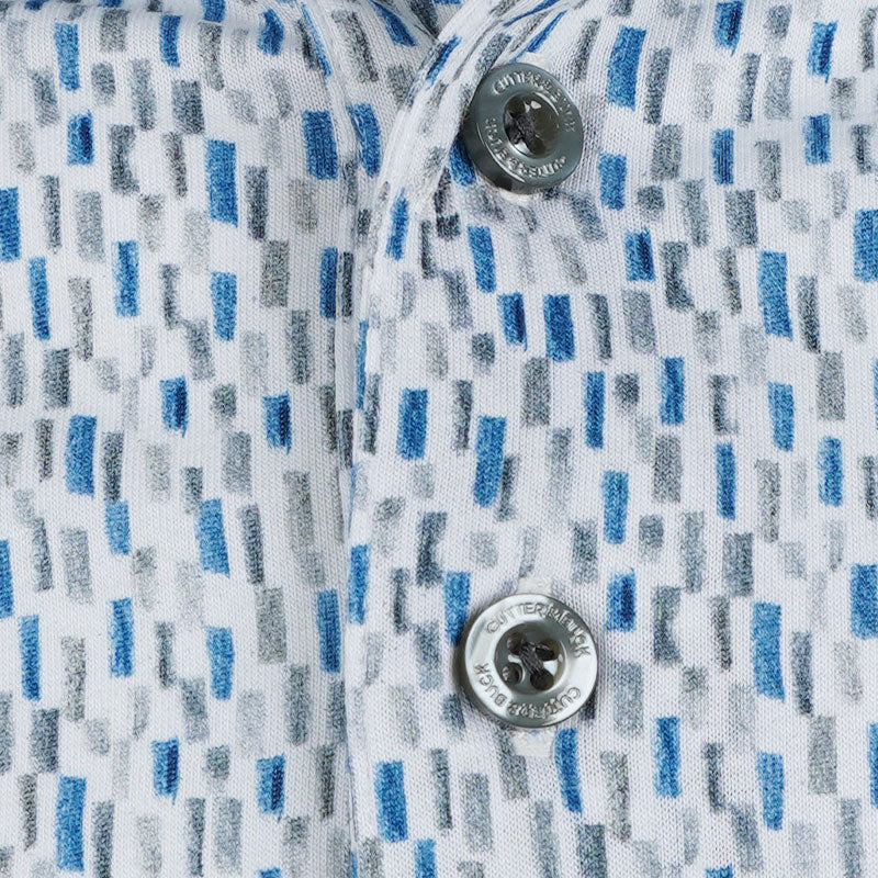 CUTTER & BUCK Mercerized Rectangle Print Men's Polo (Blue/Grey) - Image 3